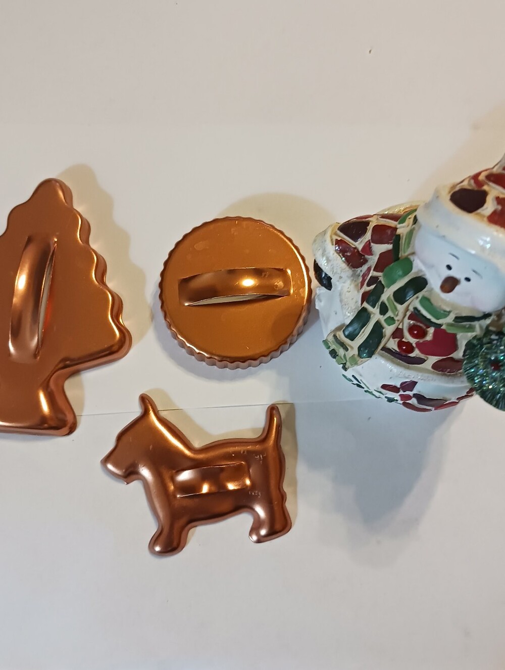 Vintage Three Cookie Cutters, 1970s Christmas Tree, Ball, And Dog